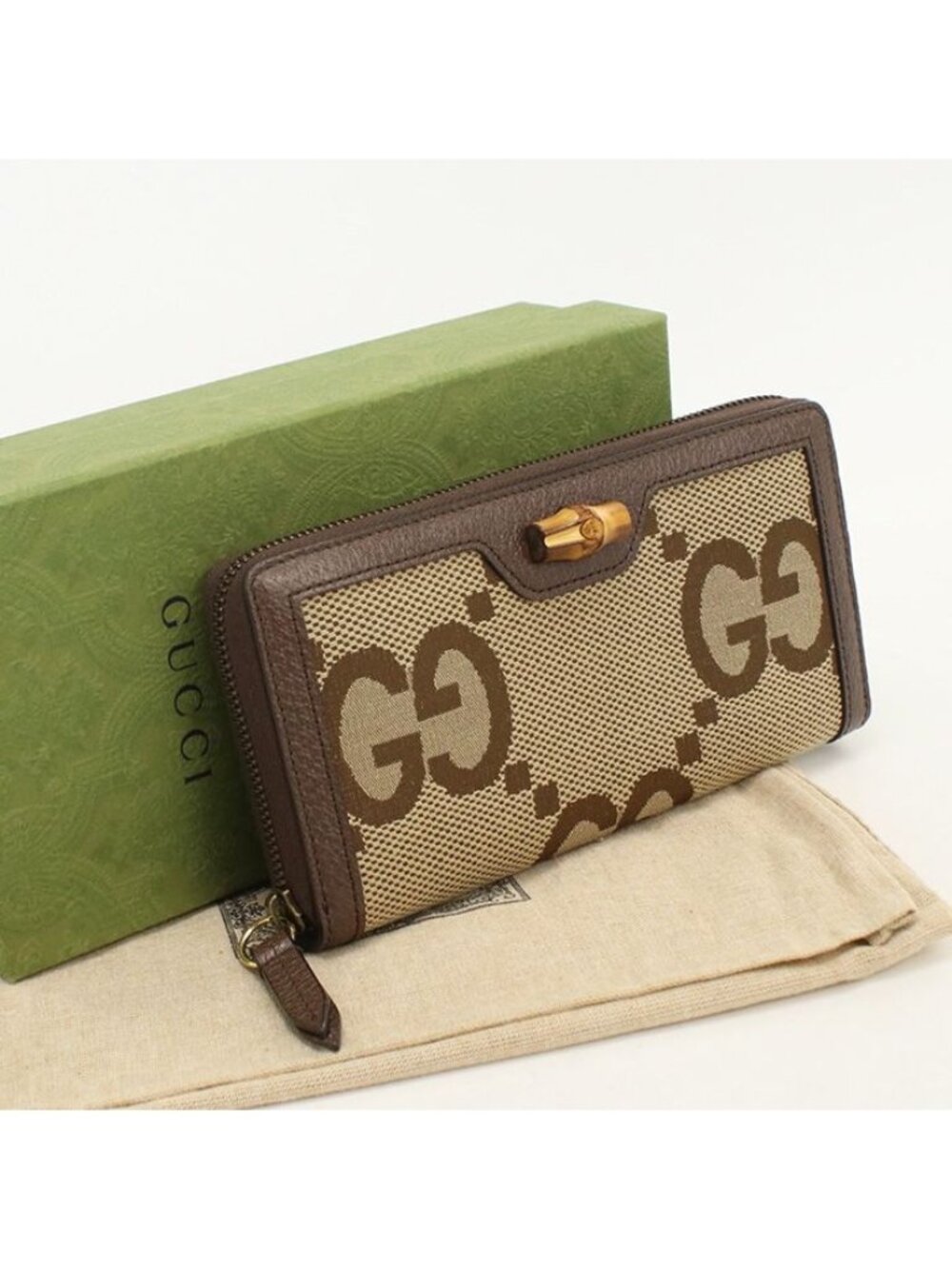 Gucci Diana Wallet Zip Around Jumbo GG Canvas